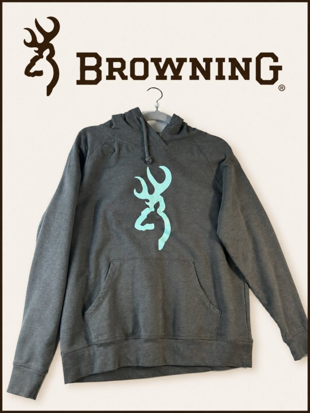 Browning Women’s Grey Logo Hoodie – Size Large